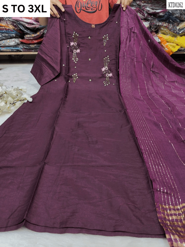 HEAVY MUSLIN COTTON SOFT KURTA DUPATTA S TO 3XL - DESIGN 1 - VASTRA COLLECTION