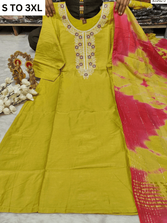 HEAVY MUSLIN COTTON SOFT KURTA DUPATTA S TO 3XL - DESIGN 10 - VASTRA COLLECTION