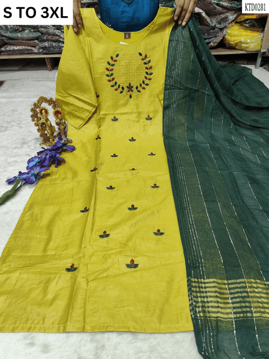 HEAVY MUSLIN COTTON SOFT KURTA DUPATTA S TO 3XL - DESIGN 12 - VASTRA COLLECTION