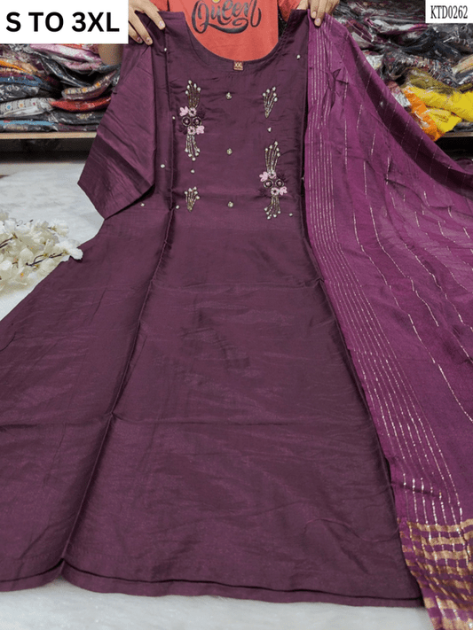 HEAVY MUSLIN COTTON SOFT KURTA DUPATTA S TO 3XL - DESIGN 13 - VASTRA COLLECTION