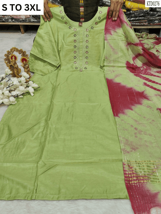 HEAVY MUSLIN COTTON SOFT KURTA DUPATTA S TO 3XL - DESIGN 14 - VASTRA COLLECTION