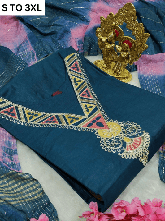 HEAVY MUSLIN COTTON SOFT KURTA DUPATTA S TO 3XL - DESIGN 15 - VASTRA COLLECTION