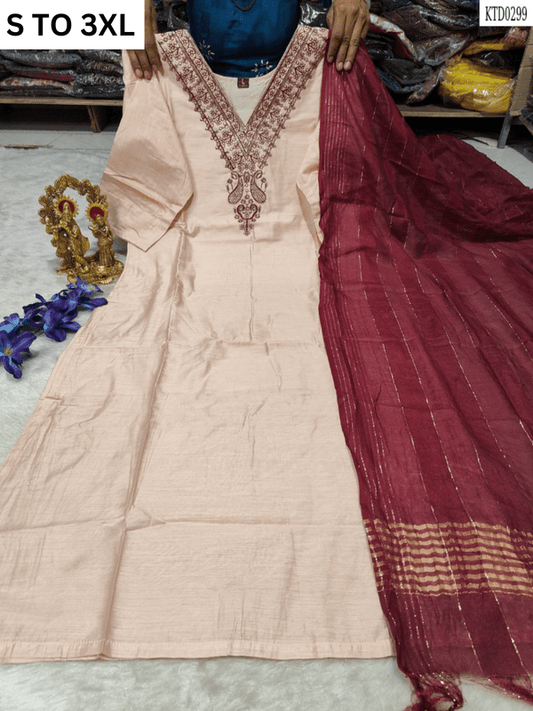 HEAVY MUSLIN COTTON SOFT KURTA DUPATTA S TO 3XL - DESIGN 19 - VASTRA COLLECTION