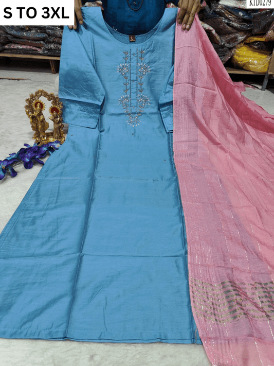 HEAVY MUSLIN COTTON SOFT KURTA DUPATTA S TO 3XL - DESIGN 21 - VASTRA COLLECTION