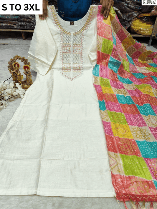 HEAVY MUSLIN COTTON SOFT KURTA DUPATTA S TO 3XL - DESIGN 24 - VASTRA COLLECTION