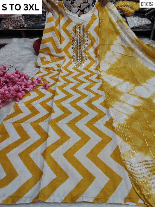 HEAVY MUSLIN COTTON SOFT KURTA DUPATTA S TO 3XL - DESIGN 27 - VASTRA COLLECTION