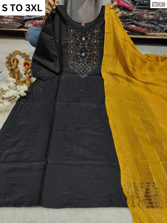 HEAVY MUSLIN COTTON SOFT KURTA DUPATTA S TO 3XL - DESIGN 3 - VASTRA COLLECTION