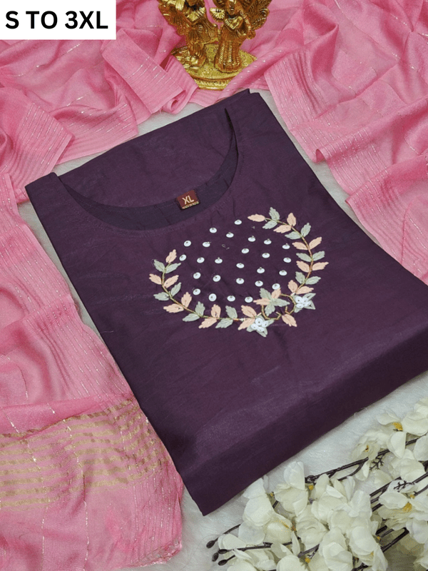 HEAVY MUSLIN COTTON SOFT KURTA DUPATTA S TO 3XL - DESIGN 30 - VASTRA COLLECTION