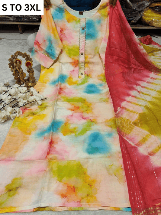 HEAVY MUSLIN COTTON SOFT KURTA DUPATTA S TO 3XL - DESIGN 36 - VASTRA COLLECTION