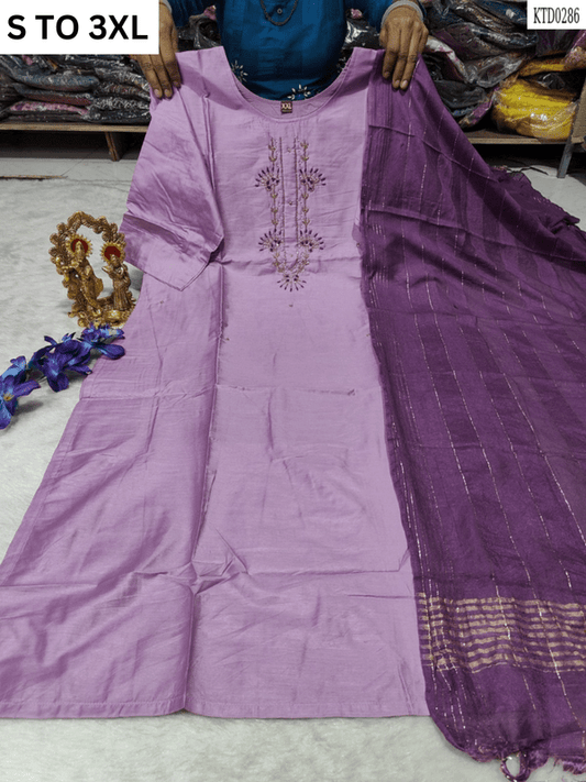 HEAVY MUSLIN COTTON SOFT KURTA DUPATTA S TO 3XL - DESIGN 37 - VASTRA COLLECTION