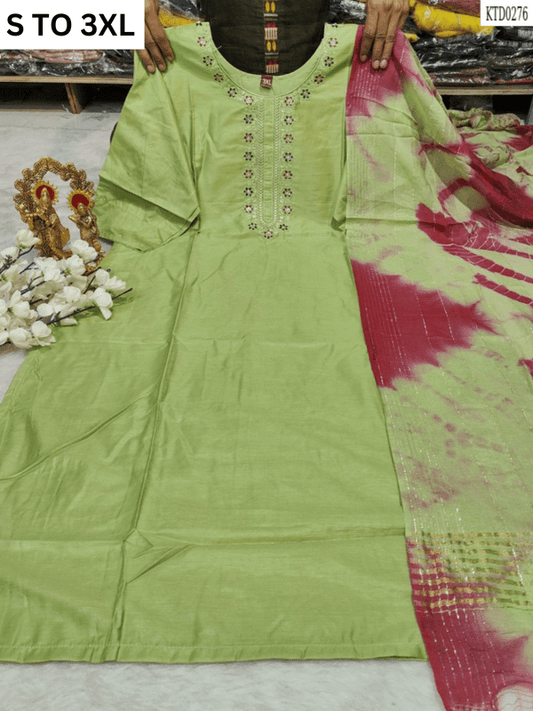 HEAVY MUSLIN COTTON SOFT KURTA DUPATTA S TO 3XL - DESIGN 4 - VASTRA COLLECTION