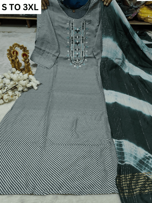 HEAVY MUSLIN COTTON SOFT KURTA DUPATTA S TO 3XL - DESIGN 40 - VASTRA COLLECTION