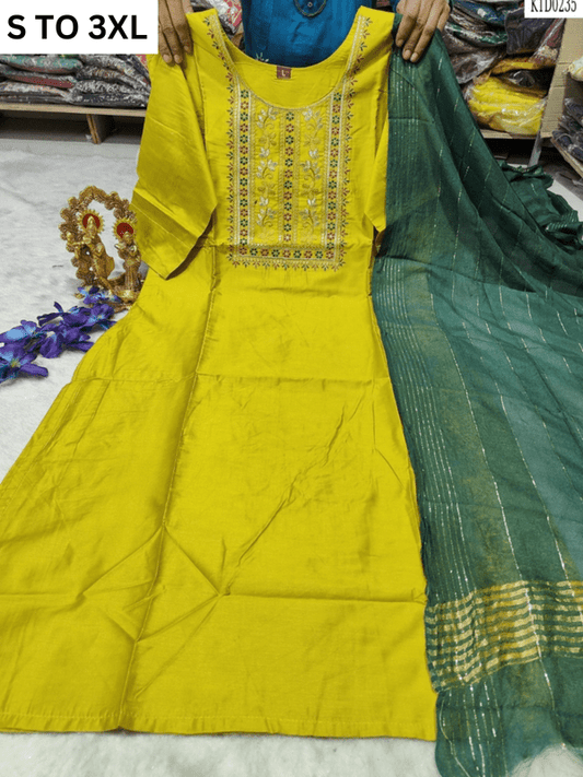 HEAVY MUSLIN COTTON SOFT KURTA DUPATTA S TO 3XL - DESIGN 46 - VASTRA COLLECTION