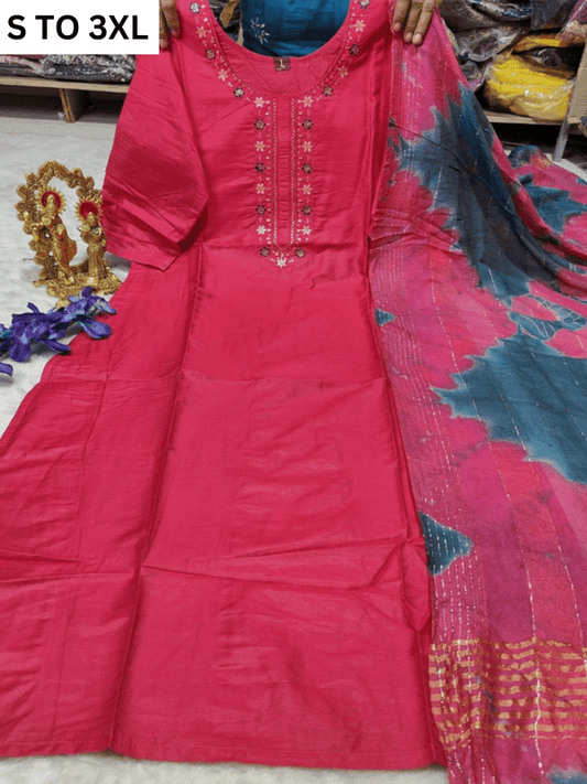 HEAVY MUSLIN COTTON SOFT KURTA DUPATTA S TO 3XL - DESIGN 48 - VASTRA COLLECTION