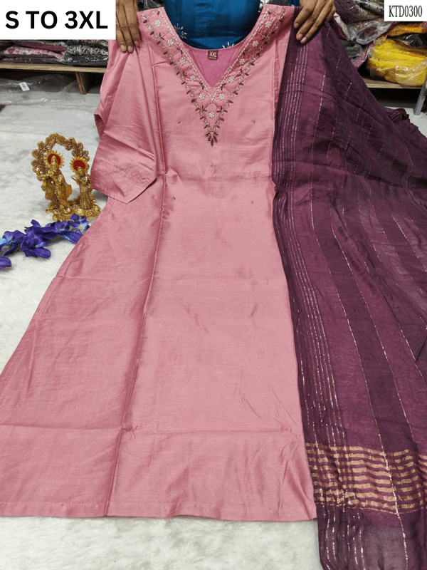 HEAVY MUSLIN COTTON SOFT KURTA DUPATTA S TO 3XL - DESIGN 8 - VASTRA COLLECTION